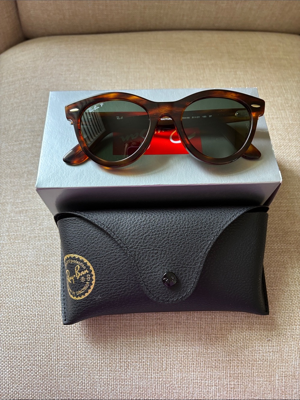 Ray-Ban Tortoiseshell Frame with Green Lenses (Wayfarer Way)